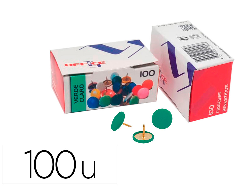 CHINCHETA LISMANIA OFFICE COLOR VERDE CAJA DE 100 UNIDADES