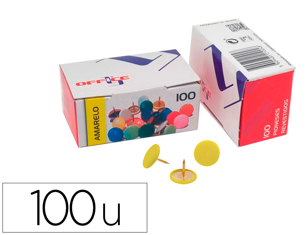 CHINCHETA LISMANIA OFFICE COLOR AMARILLO CAJA DE 100 UNIDADES