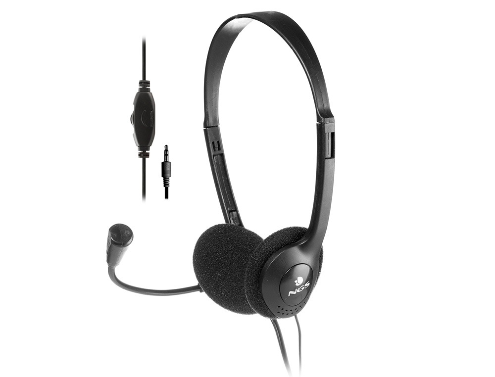 AURICULAR NGS MS 103 PRO MICROFONO Y CONTROL DE VOLUMEN DIADEMA AJUSTABLE JACK 3,5 MM LONGITUD CABLE