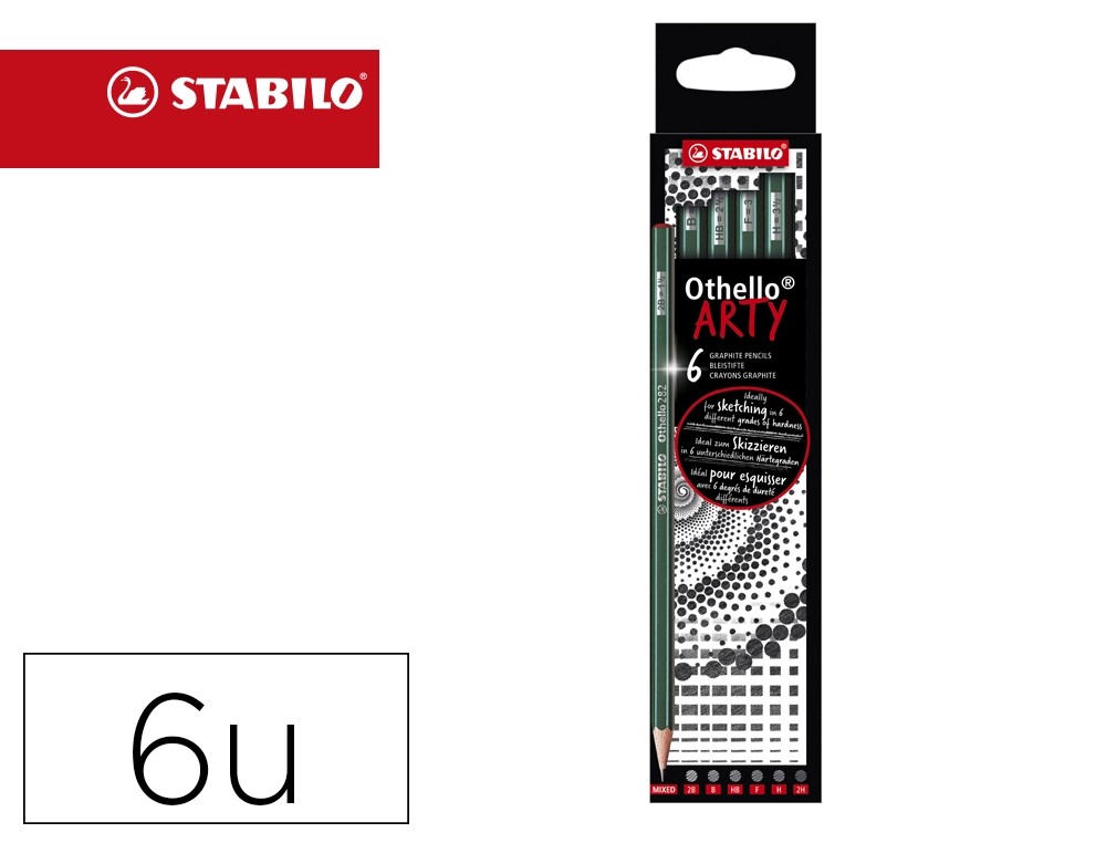 LAPICES DE GRAFITO STABILO OTHELLO ARTY LINE ESTUCHE CARTON DE 6 UNIDADES DUREZAS SURTIDAS