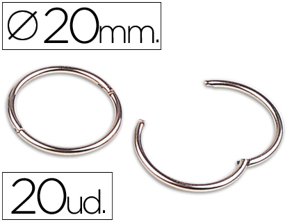 ANILLA BISAGRA LIDERPAPEL NIQUELADA N.1 DIAMETRO 20 MM CAJA DE 20 UNIDADES