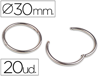 ANILLA BISAGRA LIDERPAPEL NIQUELADA N.2 DIAMETRO 30 MM CAJA DE 20 UNIDADES