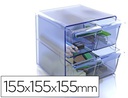 [6704 AZ TP] ARCHICUBO ARCHIVO 2000 4 CAJONES ORGANIZADOR MODULAR PLASTICO AZUL TRANSPARENTE 190X150X150 MM