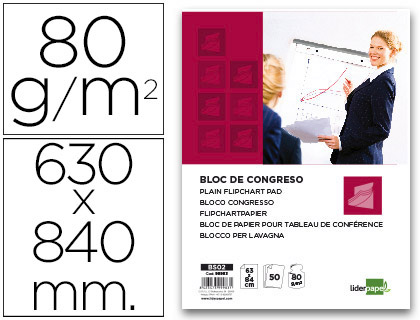 BLOC CONGRESO LIDERPAPEL LISO 630X840 MM 50 HOJAS 80G/M2