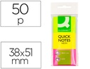 [KF01224] BLOC DE NOTAS ADHESIVAS QUITA Y PON Q-CONNECT 38X51 MM NEON PACK DE 3 UNIDADES CON 50 HOJAS POR COLOR