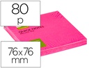[KF10516] BLOC DE NOTAS ADHESIVAS QUITA Y PON Q-CONNECT 76X76 MM ROSA NEON 80 HOJAS