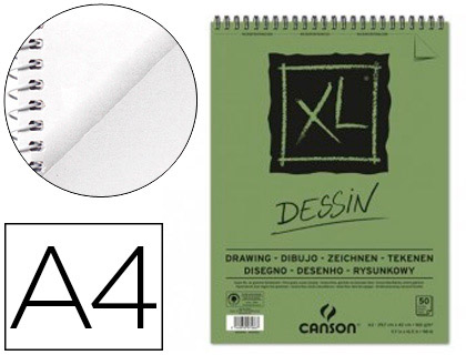 BLOC DIBUJO CANSON XL DESSIN DIN A4 LISO MICROPERFORADO ESPIRAL 21X29,7 CM 50 HOJAS 160 GR/M2