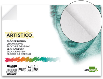 BLOC DIBUJO LIDERPAPEL ARTISTICO ENCOLADO 297X420 MM 30 HOJAS 120G/M2 SIN RECUADRO