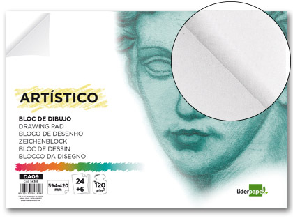 BLOC DIBUJO LIDERPAPEL ARTISTICO ENCOLADO 594X420MM 24+6 HOJAS 120G/M2 SIN RECUADRO