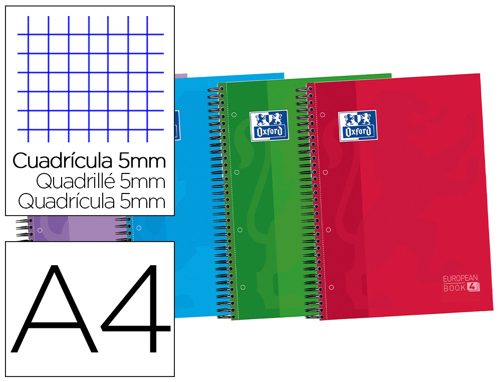 BLOC ESPIRAL OXFORD TAPA EXTRADURA OPTIK PAPER MICROPERDIN A4 120 H 50% HOJAS GRATIS CUADROS 5 MM CON 3 SEPARADORES