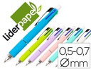 [BW01] BOLIGRAFO LIDERPAPEL 5 EN 1 AZUL NEGRO ROJO VERDE 0,7M Y PORTAMINAS 0,5MM