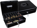 [KF04279] CAJA CAUDALES Q-CONNECT 12\&quot; 300X240X90 MM NEGRA CON PORTAMONEDAS