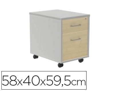 CAJONERA ROCADA CON DOS CAJONES SERIE STORE 58X40X59,5 CM ACABADO AN04 GRIS/BLANCO