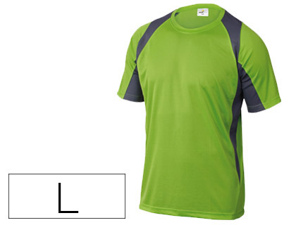 CAMISETA DELTAPLUS POLIESTER MANGA CORTA CUELLO REDONDO TRATAMIENTO SECADO RAPIDO COLOR VERDE-GRIS TALLA L