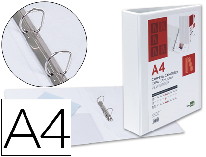 CARPETA CANGURO 2 ANILLAS MIXTAS 55MM LIDERPAPEL A4 PLASTICO COLOR BLANCO