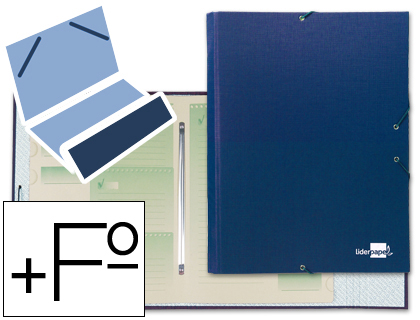 CARPETA CLASIFICADORA LIDERPAPEL 12 DEPARTAMENTOS FOLIO PROLONGADO CARTON FORRADO AZUL