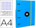 [AW34] CARPETA CON RECAMBIO ANTARTIK A4 CUADRO 5MM FORRADA 4 ANILLAS 40MM REDONDAS CON SOLAPA COLOR AZUL