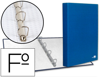 CARPETA DE 4 ANILLAS 25MM MIXTAS LIDERPAPEL FOLIO CARTON FORRADO PAPER COAT AZUL