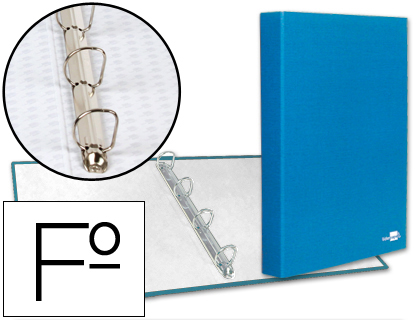 CARPETA DE 4 ANILLAS 25MM MIXTAS LIDERPAPEL FOLIO CARTON FORRADO PAPER COAT CELESTE