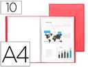 [CJ13] CARPETA LIDERPAPEL ESCAPARATE 47480 10 FUNDAS POLIPROPILENO DIN A4 ROJO TRANSLUCIDO