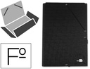 [CS09] CARPETA LIDERPAPEL GOMAS FOLIO 3 SOLAPAS CARTON FORRADO NEGRA