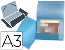[SS17] CARPETA LIDERPAPEL PORTADOCUMENTOS 44802 SOLAPAS POLIPROPILENO DIN A3 AZUL TRANSLUCIDO LOMO FLEXIBLE