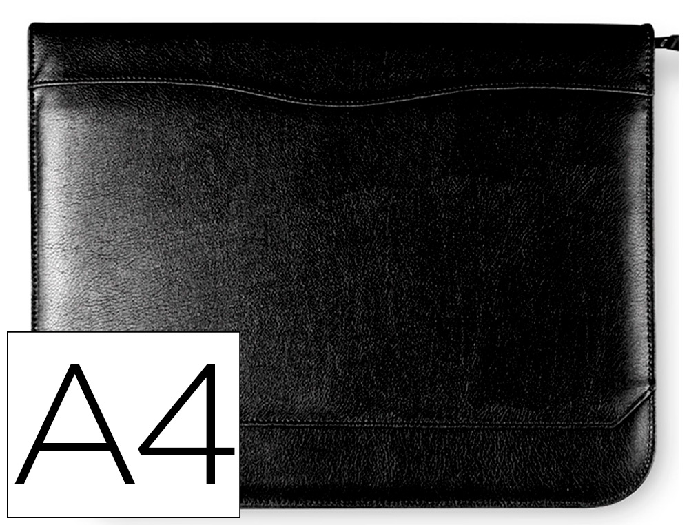 CARPETA PORTAFOLIOS Q-CONNECT CREMALLERA 4 ANILLAS 20 MM CONCALCULADORA CON BOLSA PARA MOVIL COLOR NEGRO 260X355 MM