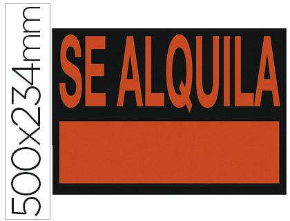 CARTEL PLASTICO ARCHIVO 2000 \&quot;SE ALQUILA\&quot; ROJO FLUORESCENTE 500X234 MM