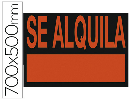 CARTEL PLASTICO ARCHIVO 2000 \&quot;SE ALQUILA\&quot; ROJO FLUORESCENTE 700X500 MM
