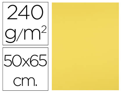 CARTULINA LIDERPAPEL 50X65 CM 240G/M2 AMARILLO LIMON PAQUETE DE 25 HOJAS
