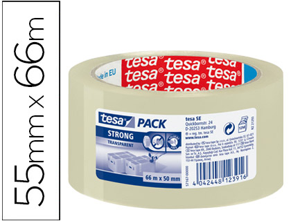 CINTA ADHESIVA TESA TRANSPARENTE STRONG 66 MT X 50 MM PARA EMBALAJE BAJO RUIDO
