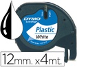 [S0721660] CINTA DYMO PLASTICO 12MMX4MT NEGRO/BLANCO PERLA PARA MAQUINA LETRATAG 91201
