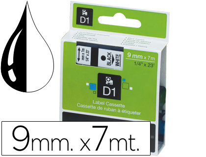 CINTA DYMO NEGRO-TRANSPARENTE 9MM X 7MT D1