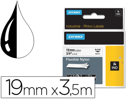CINTA DYMO RHINO NYLON FLEXIBLE BLANCO -NEGRO 19MMX 3,5 MT TAPE LABEL