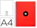 [KD42] CUADERNO ESPIRAL A4 MICRO ANTARTIK TAPA FORRADA 120H 90 GR LISO CON BANDAS 4 TALADROS COLOR ROJO