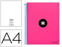 [KD45] CUADERNO ESPIRAL A4 MICRO ANTARTIK TAPA FORRADA 120H 90 GR LISO CON BANDAS 4 TALADROS COLOR ROSA FLUOR