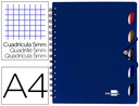 [BE18] CUADERNO ESPIRAL LIDERPAPEL A4 MICRO EXECUTIVE TAPA PLASTICO 100H 80 GR CUADRO 5MM 5 SEPARADORES CON GOMILLA AZUL