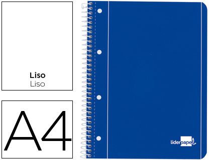 CUADERNO ESPIRAL LIDERPAPEL A4 MICRO SERIE AZUL TAPA BLANDA 80H 75 GR LISO CON MARGEN 4 TALADROS AZUL