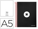[KD60] CUADERNO ESPIRAL A5 MICRO ANTARTIK TAPA FORRADA 120H 90G LISO CON BANDAS 6 TALADROS COLOR NEGRO