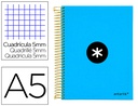 [KD31] CUADERNO ESPIRAL A5 MICRO ANTARTIK TAPA FORRADA120H 90 GR CUADRO 5MM 5 BANDAS6 TALADROS COLOR AZUL