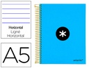 [KD11] CUADERNO ESPIRAL A5 MICRO ANTARTIK TAPA FORRADA 120H 100 GR HORIZONTAL 5 BANDAS 6 TALADROS COLOR AZUL