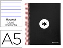 [KD20] CUADERNO ESPIRAL A5 MICRO ANTARTIK TAPA FORRADA 120H 90 GR HORIZONTAL 5 BANDAS 6 TALADROS COLOR NEGRO