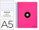 [KD15] CUADERNO ESPIRAL A5 MICRO ANTARTIK TAPA FORRADA 120H 100 GR HORIZONTAL 5 BANDAS 6 TALADROS COLOR ROSA