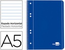 [BJ04] CUADERNO ESPIRAL LIDERPAPEL A5 MICRO SERIE AZUL TAPA BLANDA 80H 75 GR HORIZONTAL 6 TALADROS AZUL