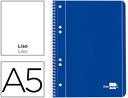 [BJ05] CUADERNO ESPIRAL LIDERPAPEL A5 MICRO SERIE AZUL TAPA BLANDA 80H 75 GR LISO 6TALADROS AZUL