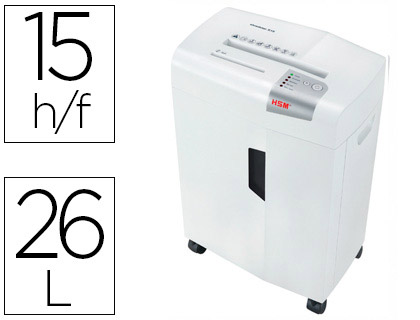 DESTRUCTORA DE DOCUMENTOS HSM SHREDSTAR X15 CAPACIDAD DE CORTE 15H EN PARTICULAS DESTRUYE GRAPAS CLIPS CD Y TARJETAS