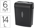 [KF17970] DESTRUCTORA DE DOCUMENTOS Q-CONNECT KF17970 CAPACIDAD DE CORTE 6 H DESTRUYE GRAPAS CLIPS Y TARJETAS PAPELERA 14L