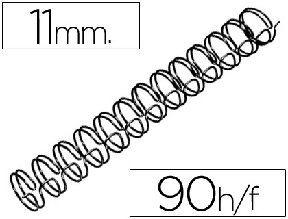 ESPIRAL WIRE 3:1 11 MM N.7 NEGRO CAPACIDAD 90 HOJAS CAJA DE 100 UNIDADES