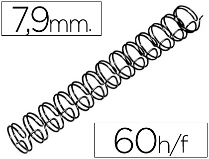 ESPIRAL WIRE 3:1 7,9 MM N.5 NEGRO CAPACIDAD 60 HOJAS CAJA DE 100 UNIDADES