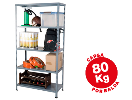 ESTANTERIA METALICA AR STORAGE 180X90X40 CM 5 ESTANTES 80 KG POR ESTANTE COLOR GRIS